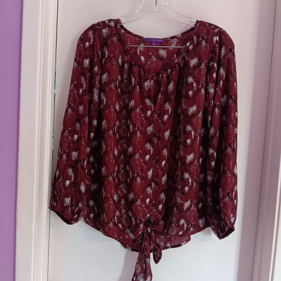 West Kei Tops - Women's West Kei Burgundy Snake Print Boho Blouse Size S NEW WITHOUT TAGS